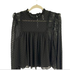 Zara tRAfALUC Womens Blouse Long Sleeve Black XL